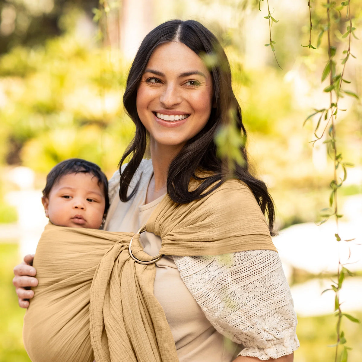 Sling Baby Moby Wrap Saffron in Ring Carrier