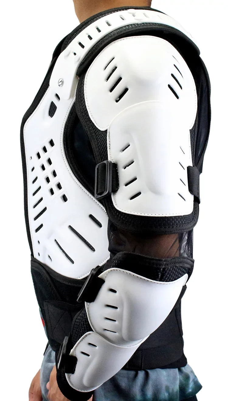 Body Spine -4XL Protection Perrini CE Armor Approved White Jacket Full Motorcycle