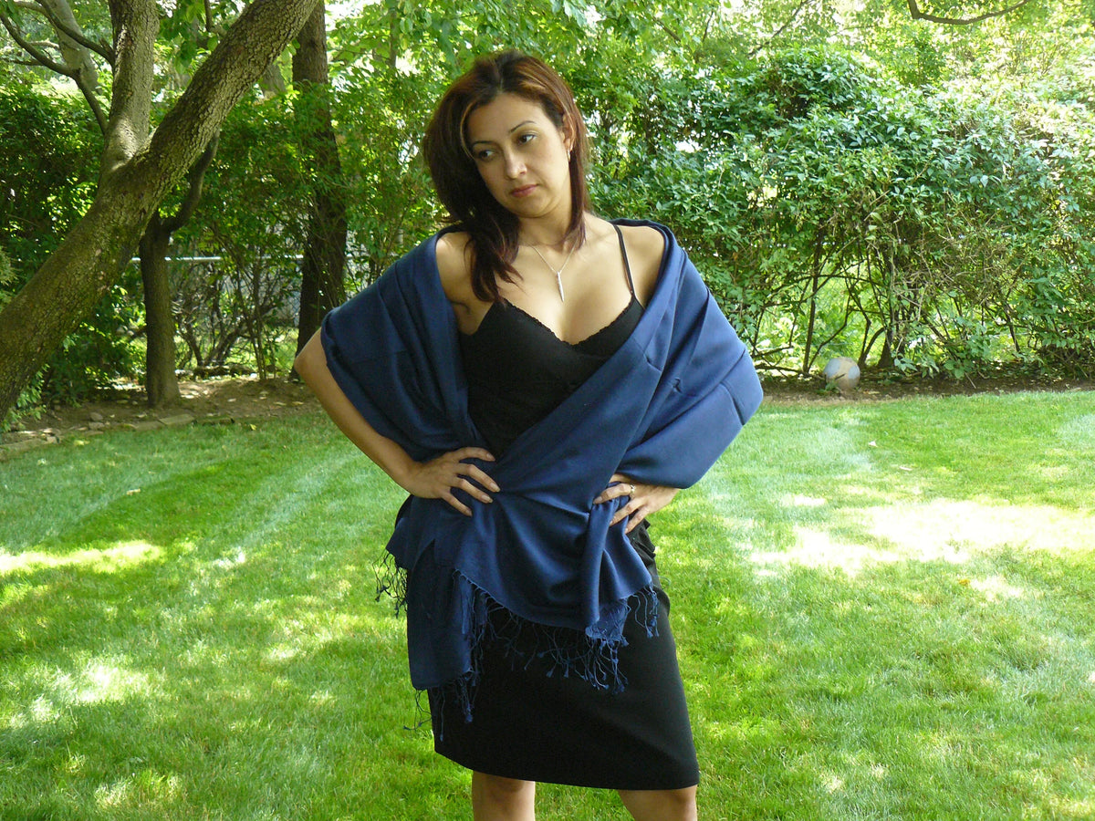 Shawl/Cashmere/Cashmere Scarf/Pashmina Scarf/Wool/Silk Scarf/Scarves/Shawl/Shawls/Stole/Wrap/Pashmina (Inky Navy)