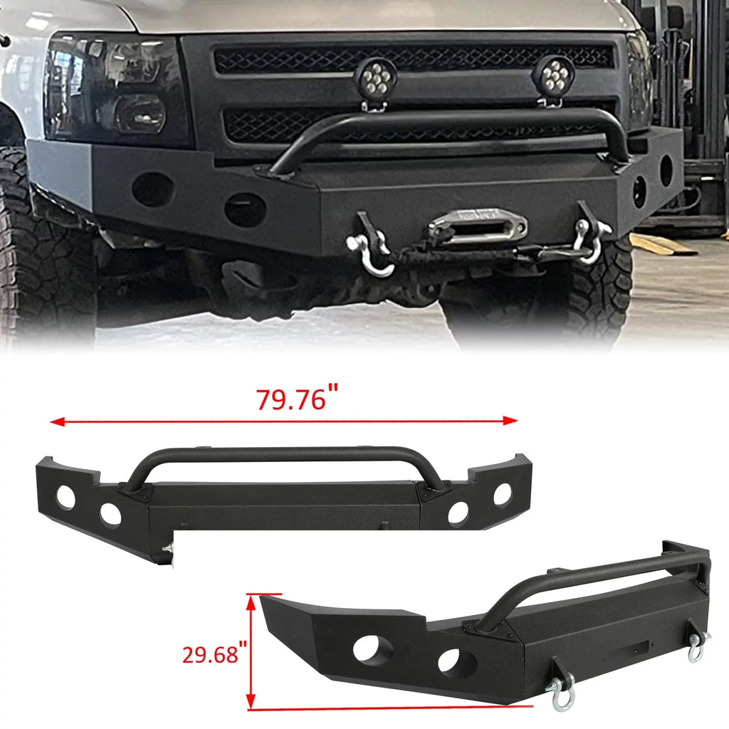 Front 2008 Push 2013 W/ 3-Piece 1500 D-Rings 2007-2013 HECASA Bar 2012 Bumper 2010 for Silverado 2009 Chevy Modular 2011