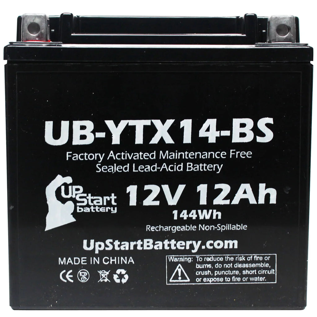 Battery UB-YTX14-BS CC - for Factory GS UpStart 5-Pack Battery Maintenance 800 12AH, 2010 Free, Activated, F800ST, 12V, Replacement Motorcycle