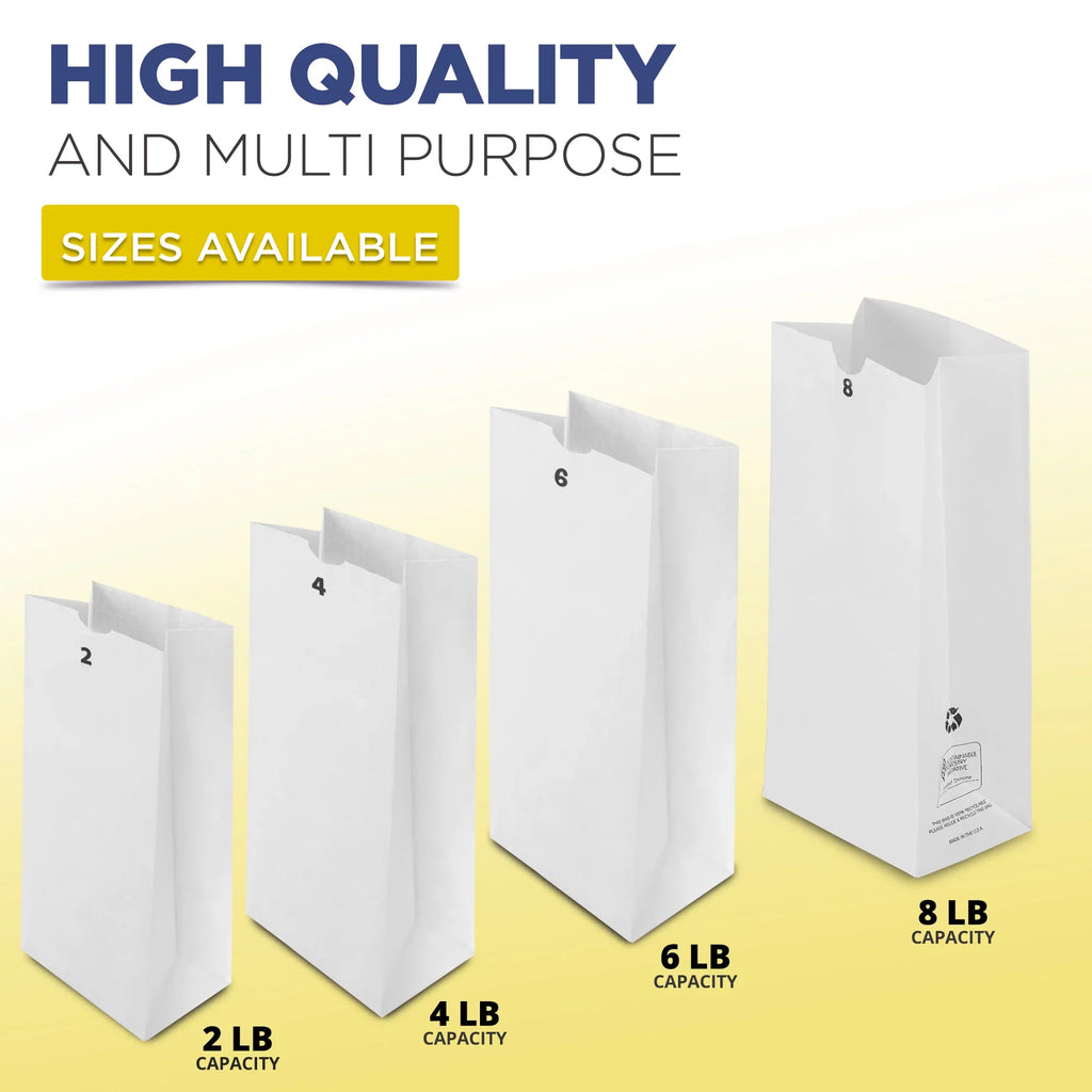 Lunch x White 6.13 Shopping Durable Bags 8 12.44 Sack Paper x Barrel 4.13" Grocery Retail Pack] [200 LB
