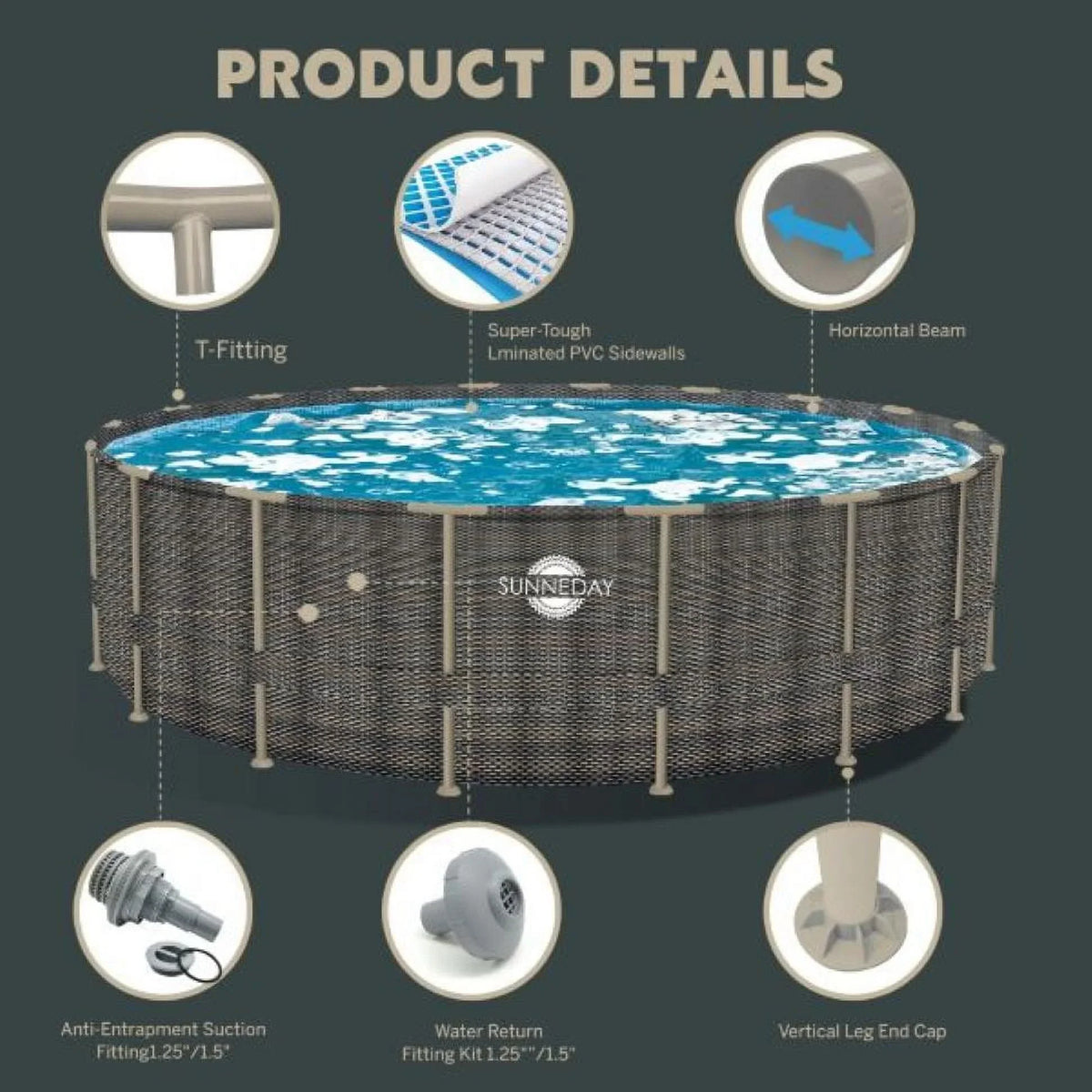 Soft-Sided Round 52 Oasis 24 in. ft. Sunneday Rattan x Pool