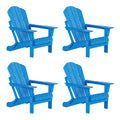 4), Pacific Folding Patio exterior Poly Chairs of (Set Blue Classic PLATINUM Adirondack EXTRA