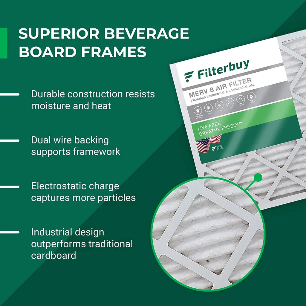 Filters Furnace Pleated (6-Pack) 8 16x21x1 Filterbuy Air HVAC AC MERV
