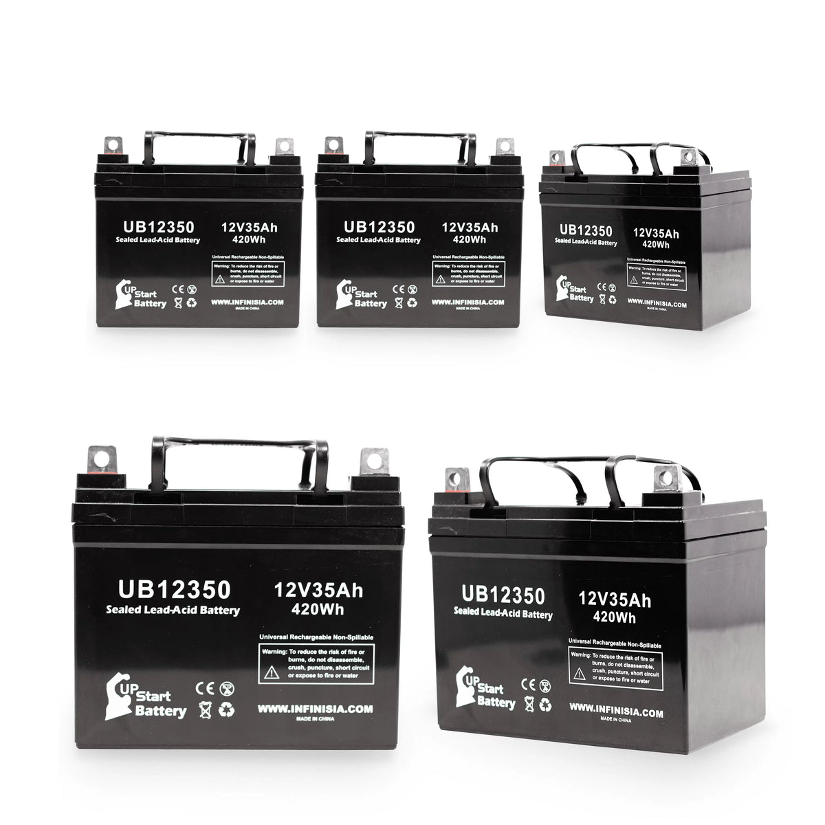 Topaz Replacement AGM, (12V, Compatible SLA) UB12350 35Ah, 35000mAh, Lead L1 850 Battery Sealed Acid - - Battery Pack 5x Terminal, Universal
