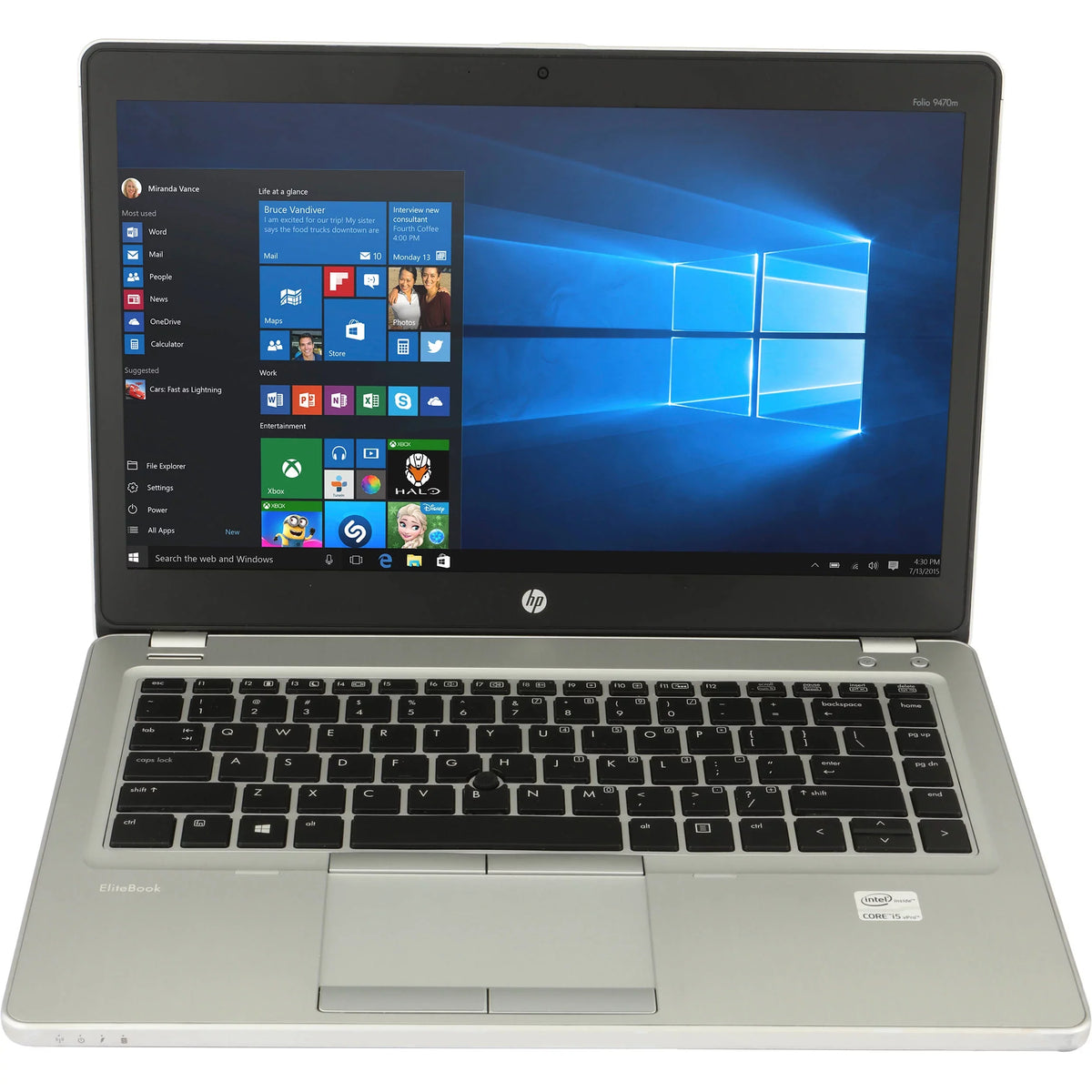 128GB HP Laptop Core i5 - 8Gb GHz SSD Elitebook 9470M Folio Intel (Reused) 1.80 W10P Ram