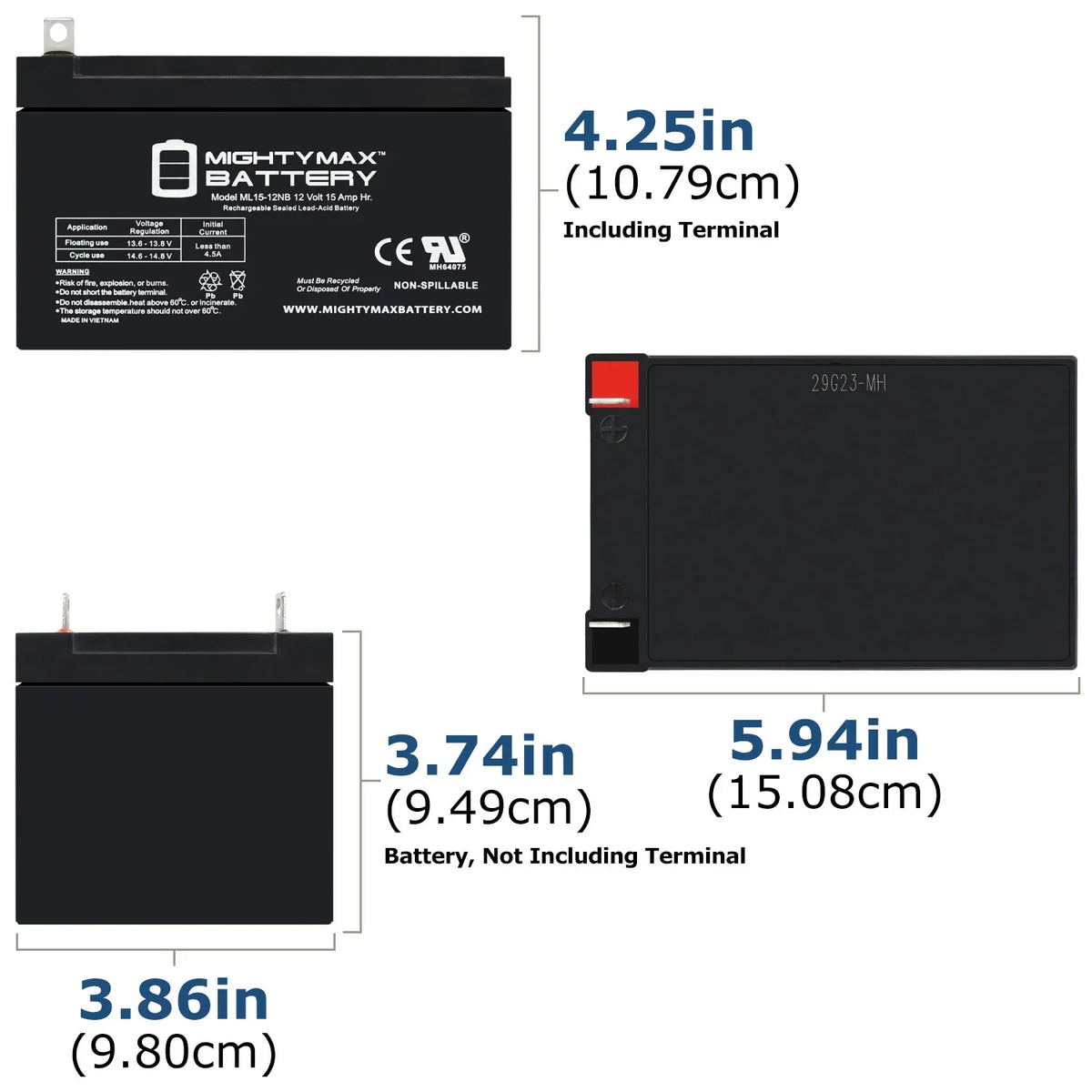 10 15AH Electric Replacement 500W - Evo Compatible Battery with 12V Scooter Pack ML15-12NB