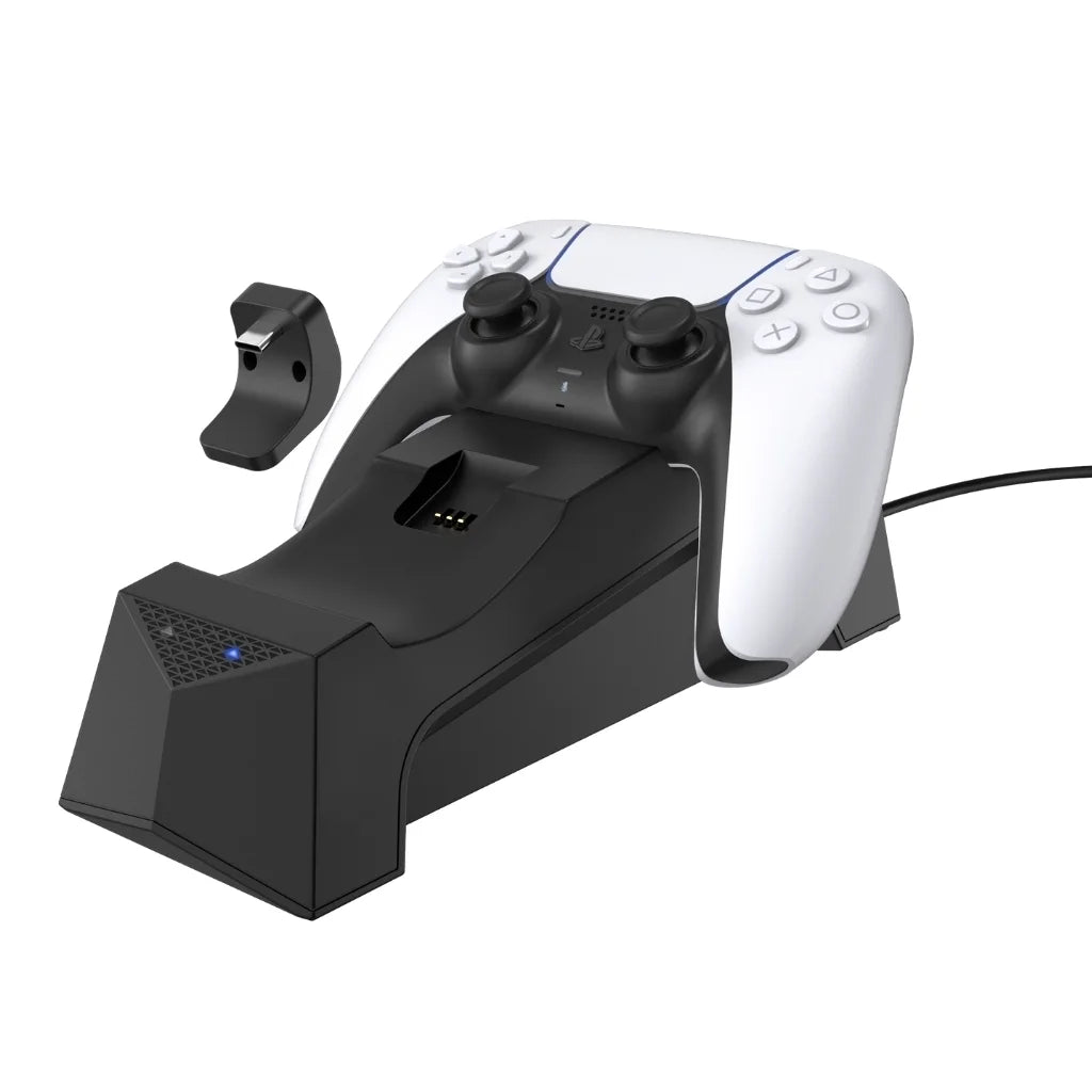 Bundle Surge Charge White and with PULSE Extra 5 Dual Headset Blue Playstation Console Controller 3D Version Dock Controller, Disc