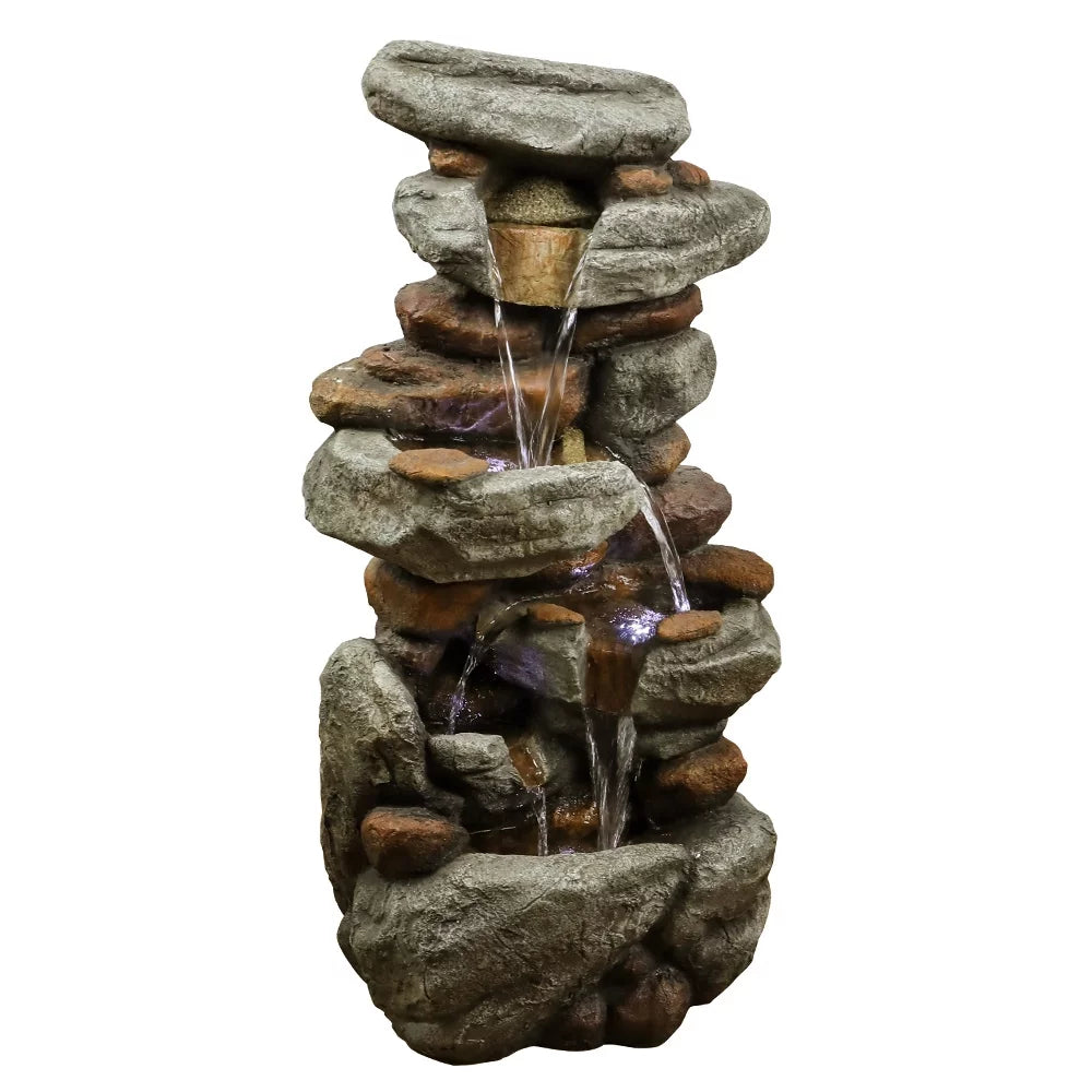 Patio 30-inch Home, Garden, Feature LED exterior with Decor liquid Cascading for Lights High liquid Deck and Fountain -
