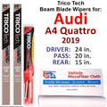 w/Rear Beam Audi 3) (Set Quattro Blade 2019 Wiper A4 Wipers of