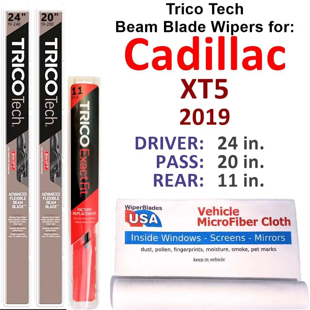Cadillac 2019 Blade Wiper 3) XT5 Beam Wipers of (Set Premium w/Rear