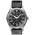 Dial Blue Skysurfer Textured Black Mens 200M Watch, Leather Pilot Automatic