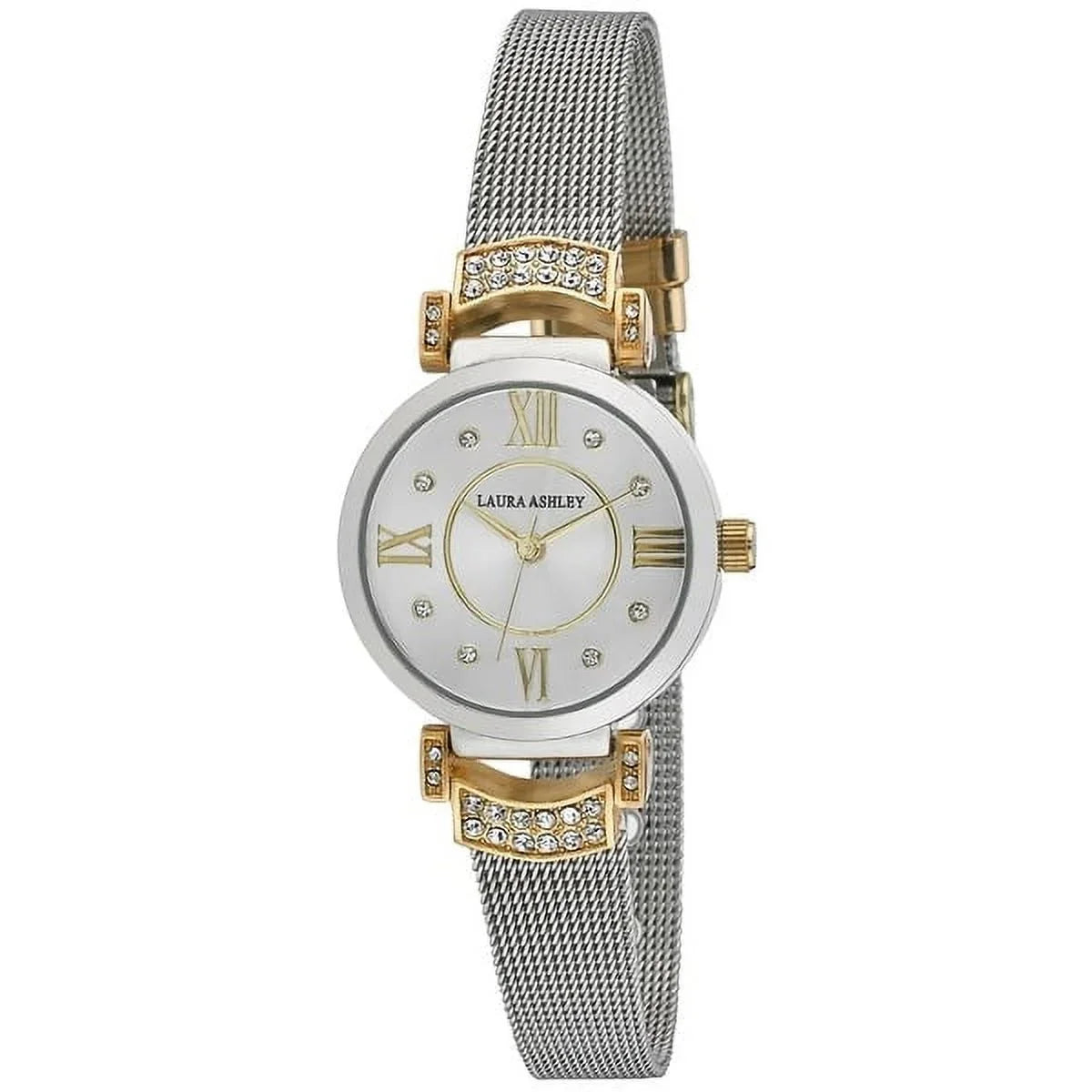 Toned Crystal One dimension Laura Women's Accent Ashley Deco Watch Gold Two LA31051TTG Mesh -
