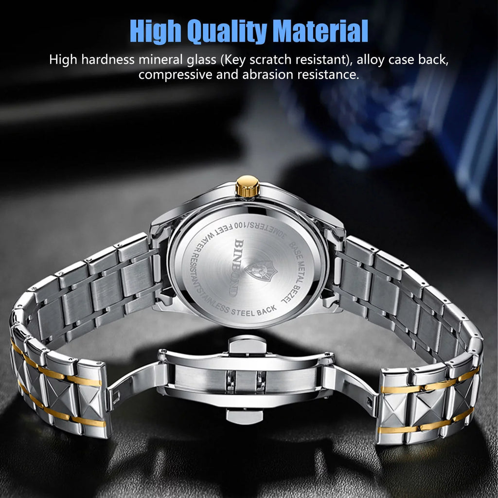 Steel Luxury Quartz Men's Stainless Classic Watch Luminous Waterproof Business