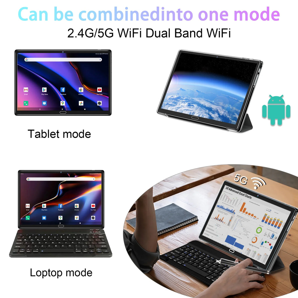Wifi with Tablet 10" Octa 64GB Ram Cellular Rom Android Gps 11 Bluetooth Tablet Core Arm Keyboard 4GB