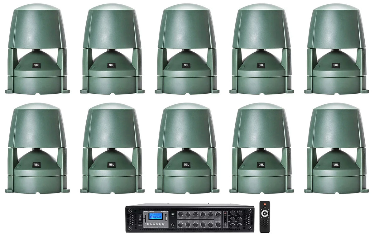 Commercial (10) 85M Landscape 70v Speakers+Amplifier exterior 5.25" CONTROL JBL