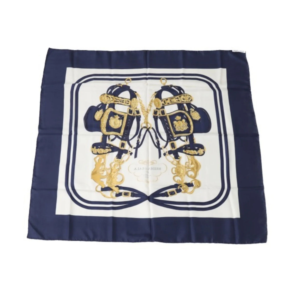 (Good) BRIDES de Hermes Blue Carre90 Scarf Pre-Owned GALA HERMES