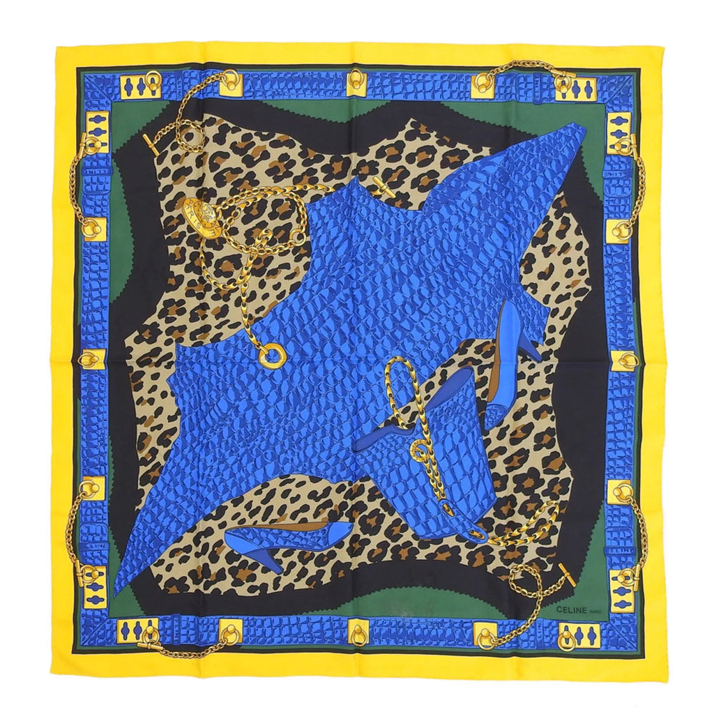 print Used silk Authenticated leopard CELINE Celine large multicolor scarf