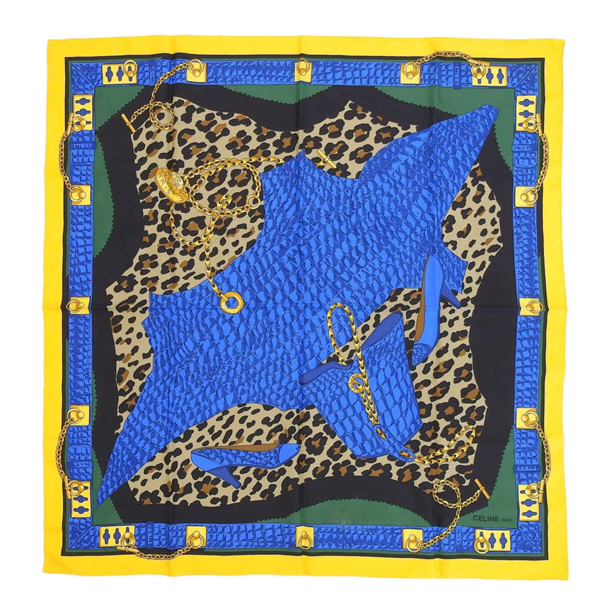 print Used silk Authenticated leopard CELINE Celine large multicolor scarf