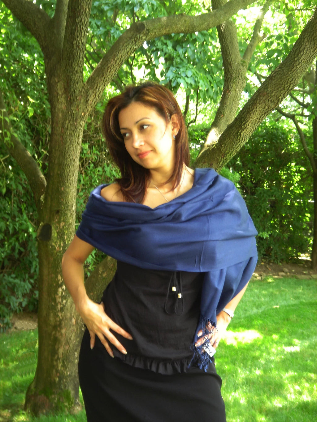 Shawl/Cashmere/Cashmere Scarf/Pashmina Scarf/Wool/Silk Scarf/Scarves/Shawl/Shawls/Stole/Wrap/Pashmina (Inky Navy)