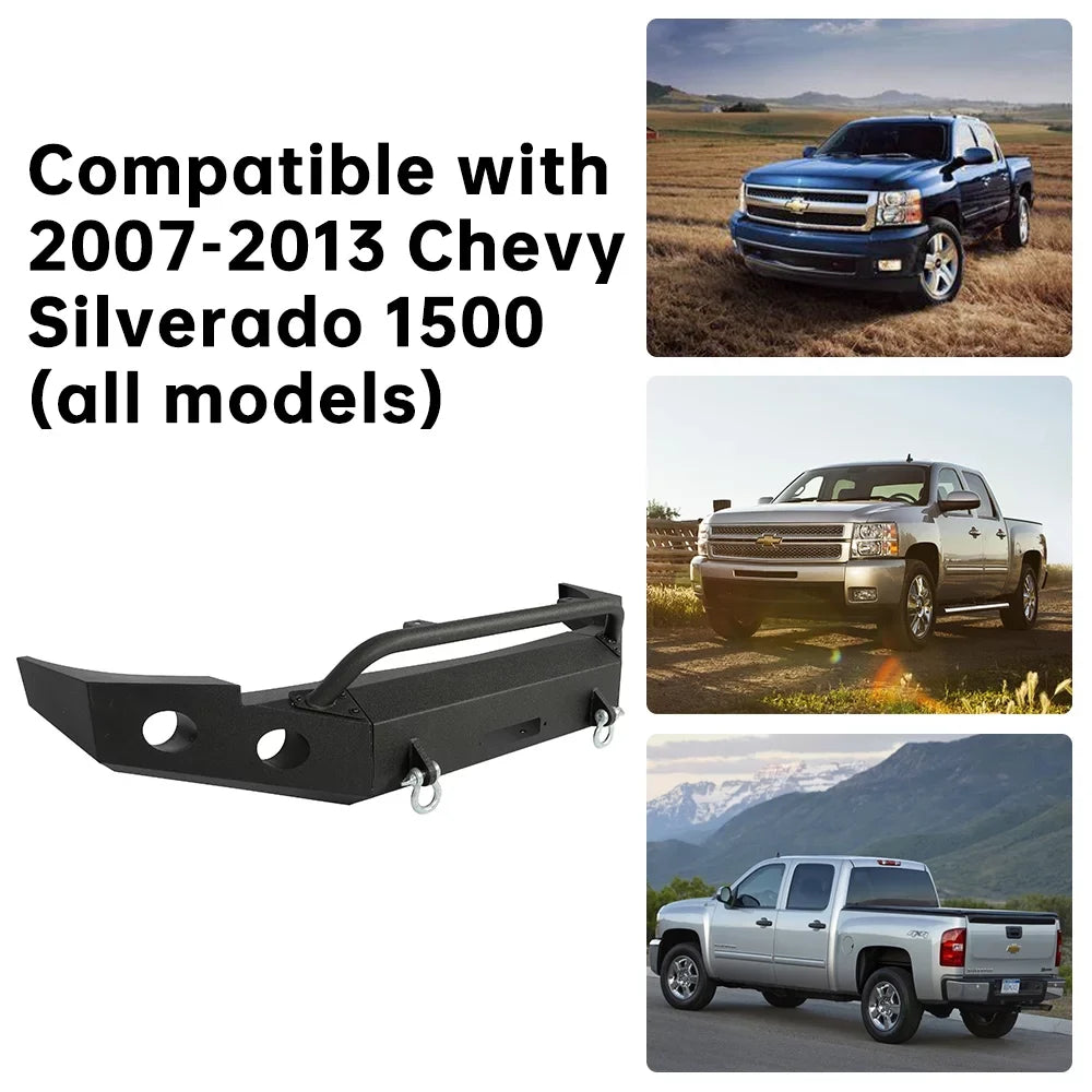 Front 2008 Push 2013 W/ 3-Piece 1500 D-Rings 2007-2013 HECASA Bar 2012 Bumper 2010 for Silverado 2009 Chevy Modular 2011