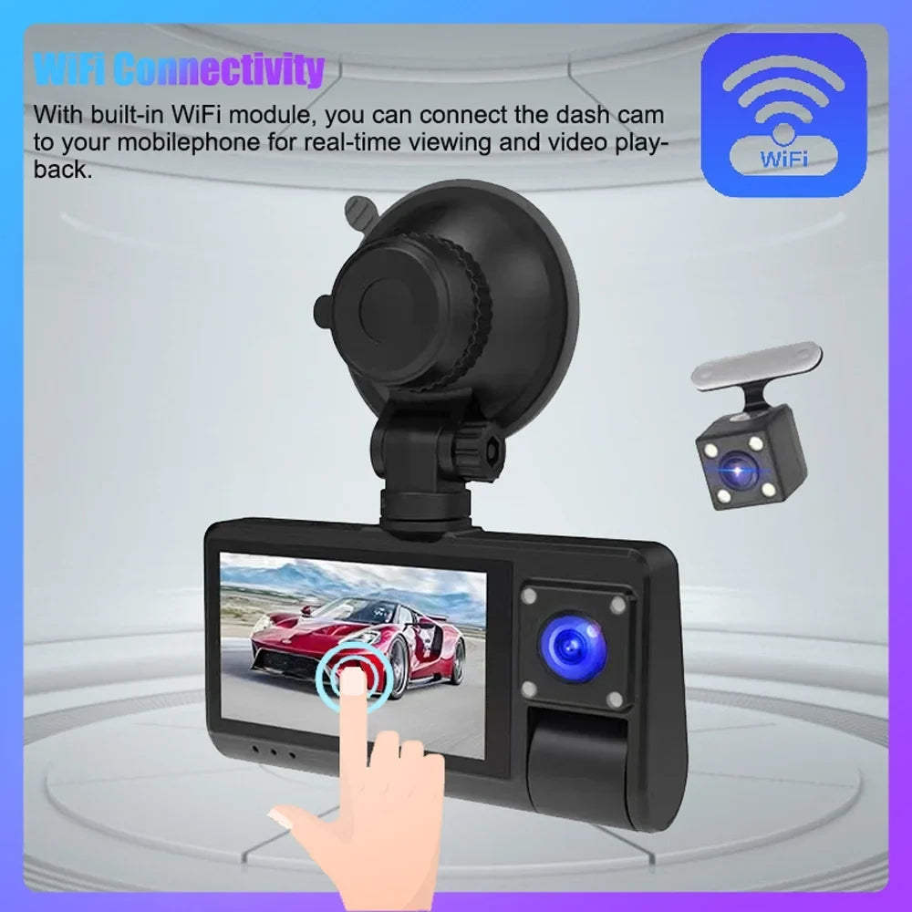 Dash Enhanced WIFI Safety Walmeck Touched Monitoring Screen Mirror, Recorder Auto Cam, Camera Interconnection with for Car