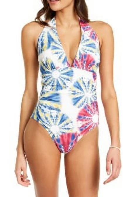 Tummy Swimsuit, TIE-DYE Control US 18 Halter Hilfiger One-Piece Tommy