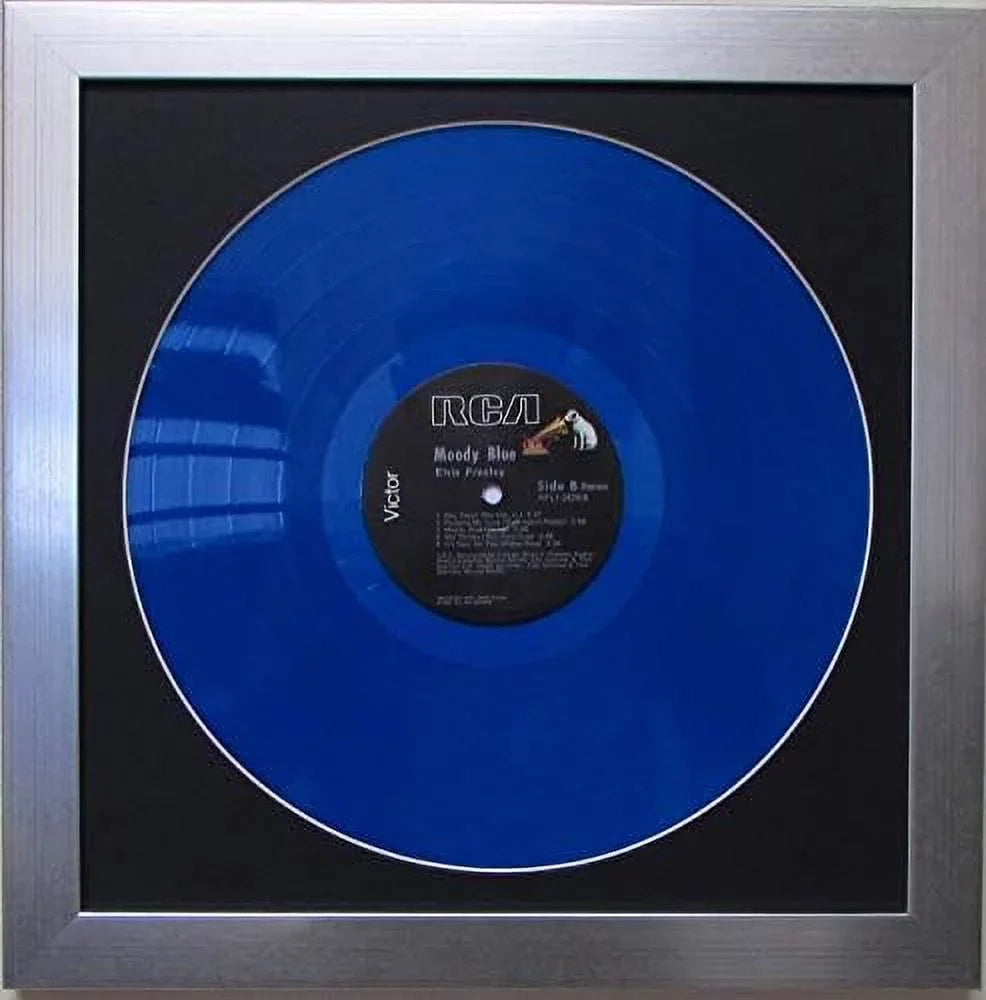 (Brushed Vinyl Silver LP Frame Frame) Disc / 12" Black Matting Picture Record Display