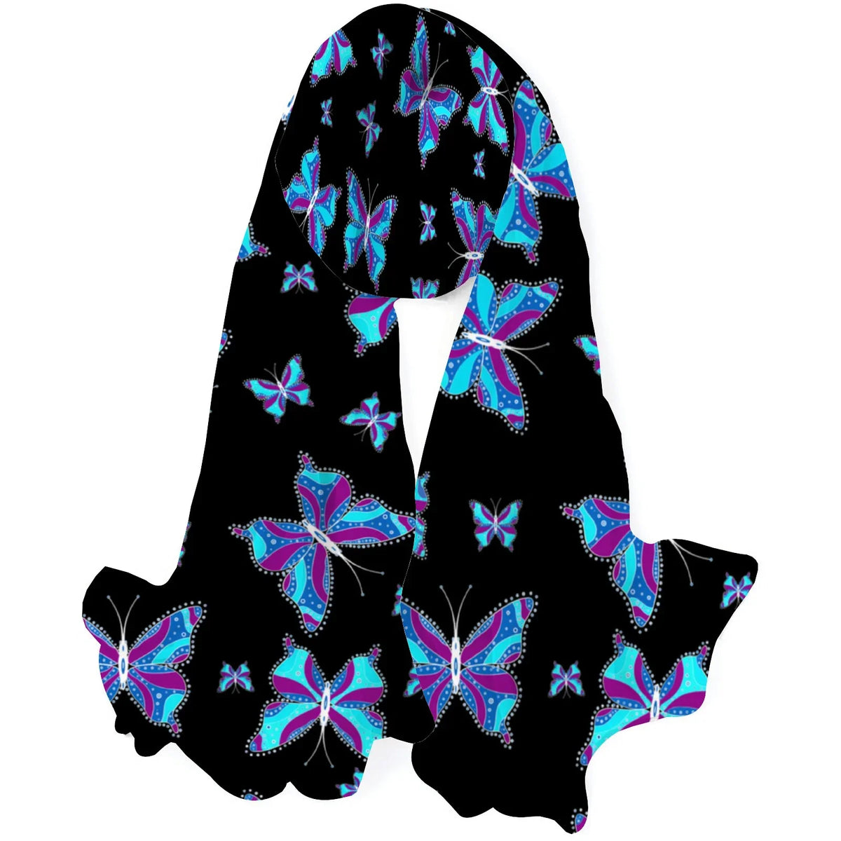 Wraps Large Gift Packed Long Silk Wraps Headscarf Different Women Butterflys Shawls for Scarf Oblong FREEAMG Sunscreen Hair Neck