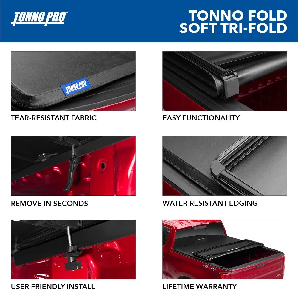 | Fold, Tonneau Tonno Fits - | Bed (72.7") Truck Cover 1" 6' Soft Pro 2019 Folding Bed 2023 Ranger 42-318 Tonno