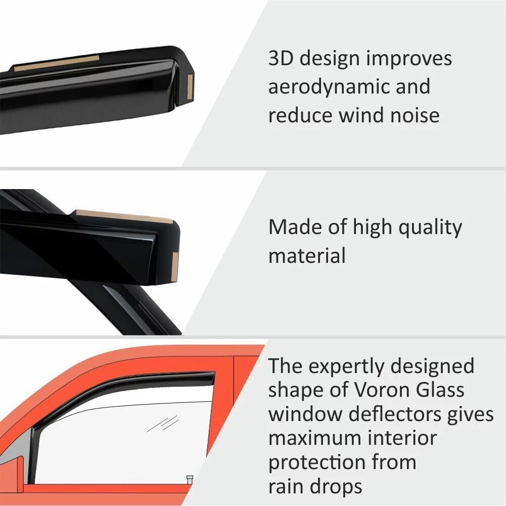 Durable 4 2020-2024 in-Channel Rain 200521 Extra Pieces Visors, Window Corolla Sedan, Toyota Deflectors, Voron Guards Vent Window Glass - for