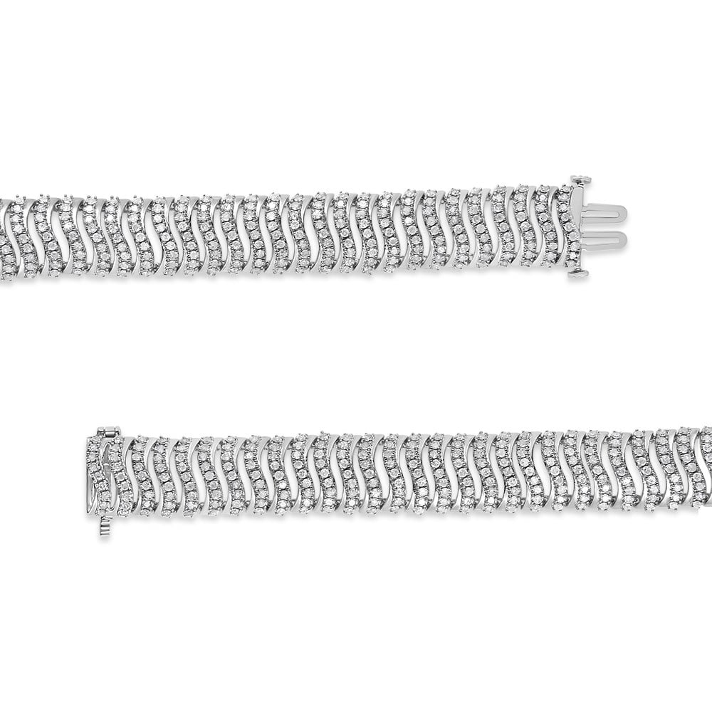 .925 Size Silver (I-J "S" Clarity) wristband 7.25 Round-Cut Sterling Link - Color, Diamond Cttw I3 5.00