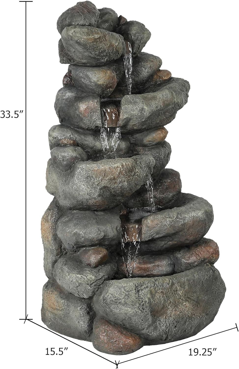 Stacked Fountain Rock Resin Decorative Garden Fountain Cascading exterior Courtyard Layer Backyard Waterfall 4 Fountain, For Floor