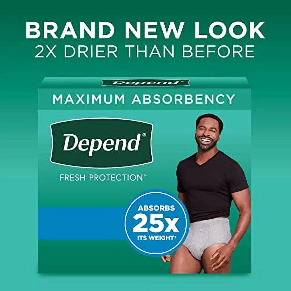 (Formerly Protection Fit-Flex), Incontinence Depend for Underwear Maximum, Fresh May Men Packaging 26 Disposable, Extra-Large, Vary Grey, Count, Depend Adult