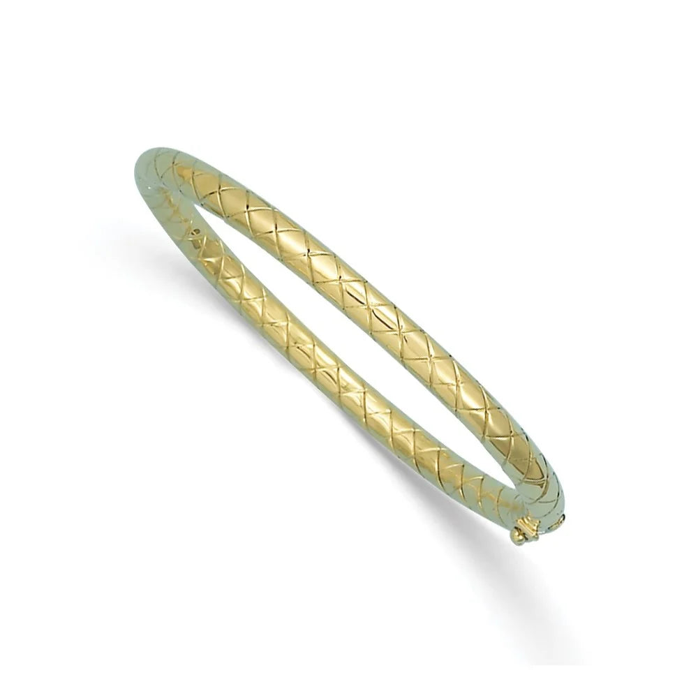 Hinged Gold Bangle Auriga 14k and Polished 5mm Men for Yellow Grooved