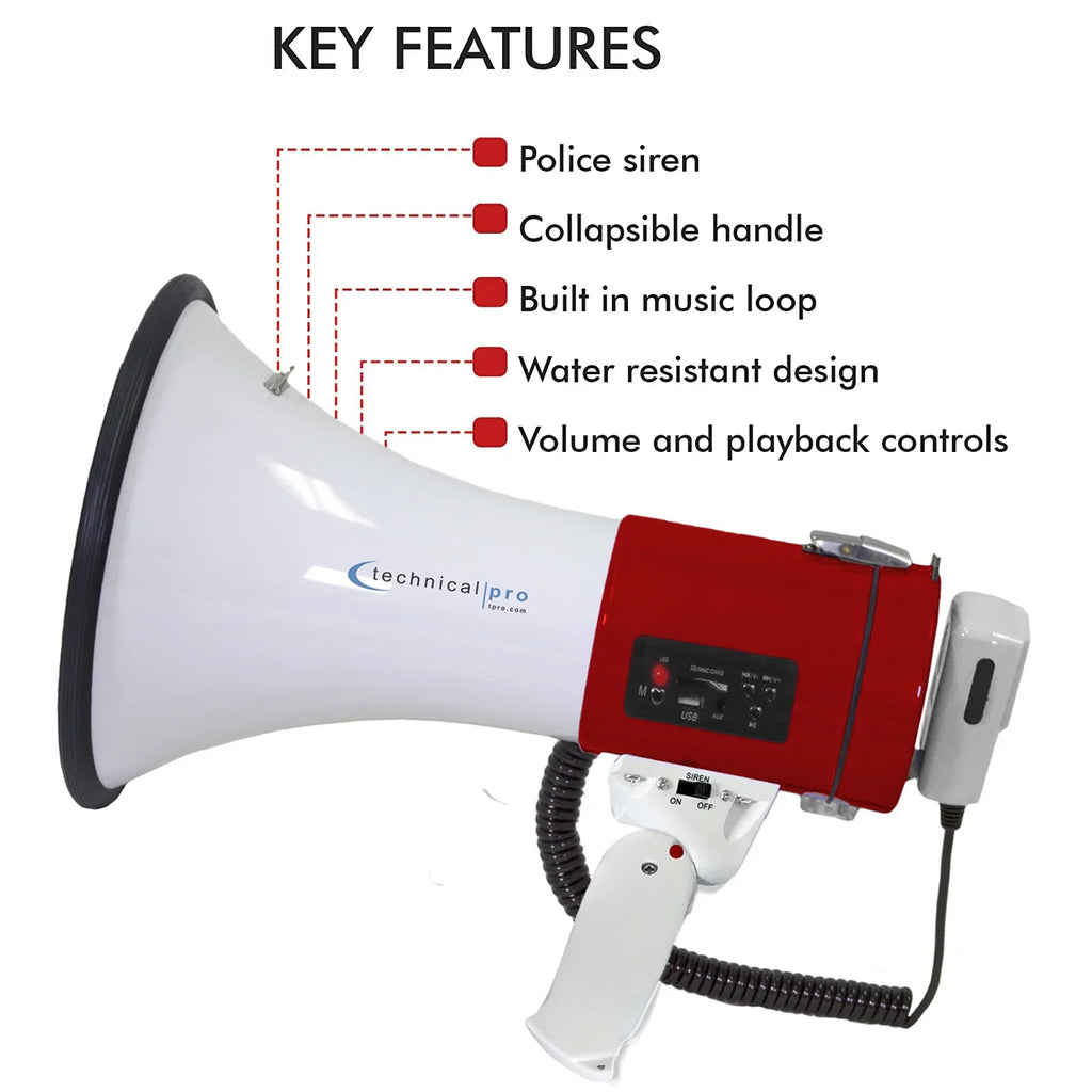 Portable w/Detachable Microphone, Speaker Megaphone Bullhorn - Siren And Lightweight Pro Strap Cheer Technical Police - Professional Detachable Voice 75-Watt Red Bullhorn leading for exterior PA