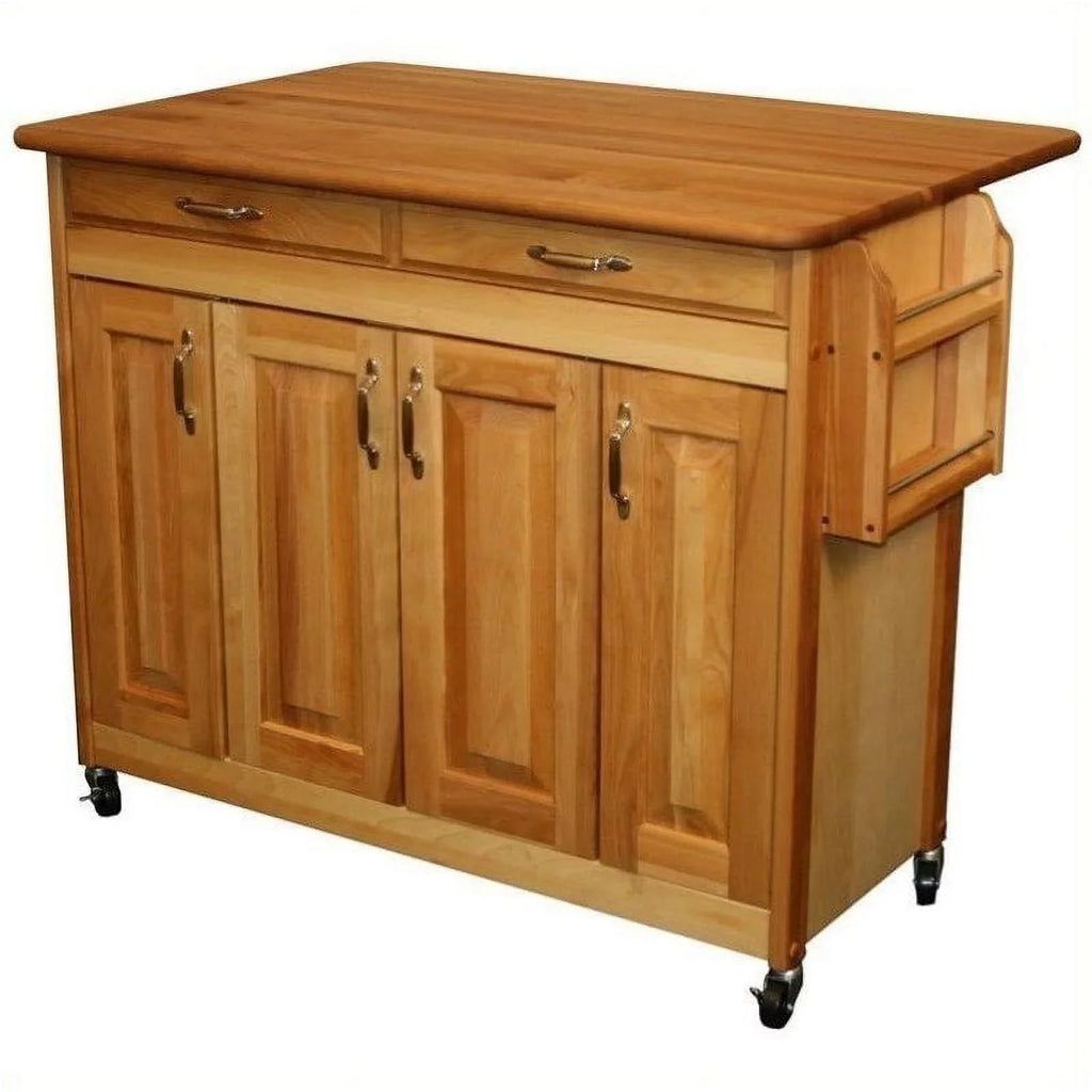 Butcher Kitchen Row Drop Pemberly Island in Block 44" Leaf Brown Wood