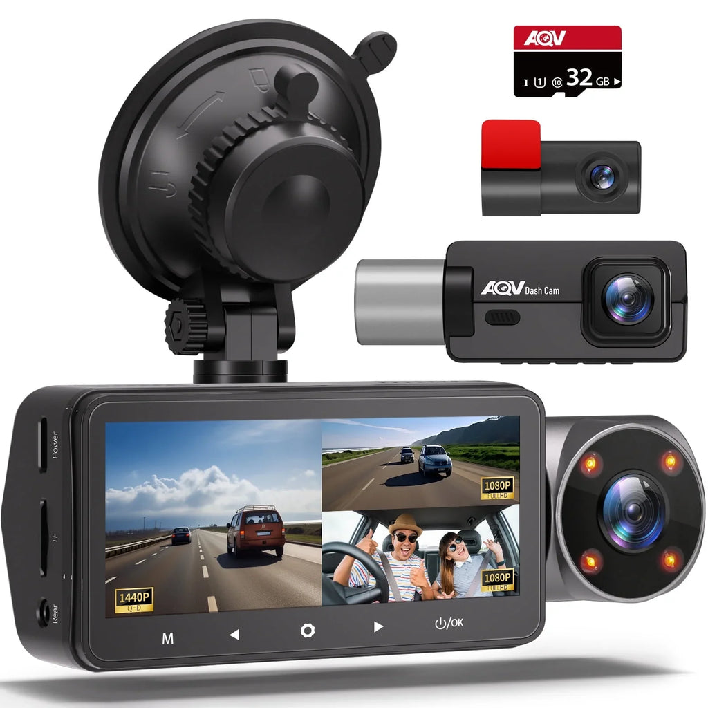 with Monitoring, Camera, Reverse Camera Inside Night Rear WDR,up Infrared 2K Channel G-Sensor, +1080P+1080P to128GB DashCam Front ZD60 AQV Loop Car Recording, 3 and Vision, Parking
