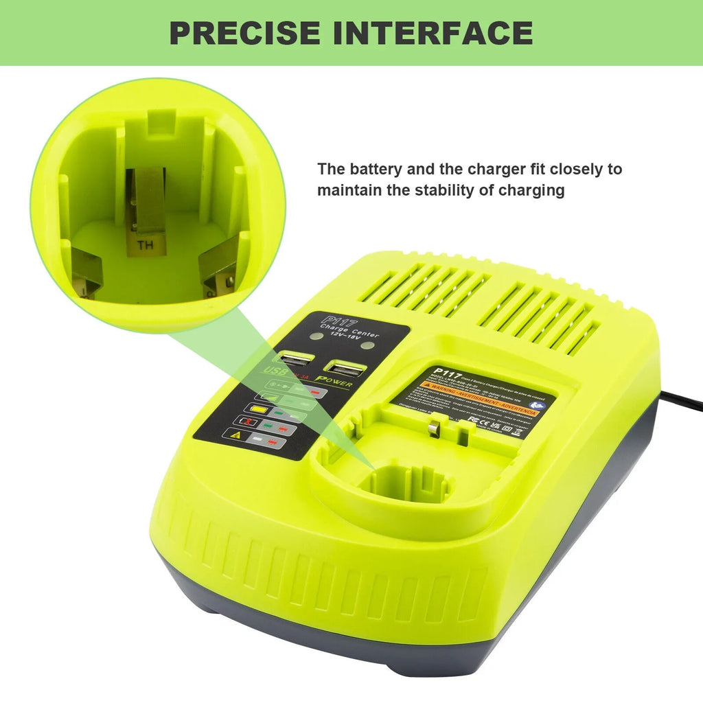 P106 18Volt High Battery Charger Lithium-Ion US P108 For P117 Capacity RYOBI 18V