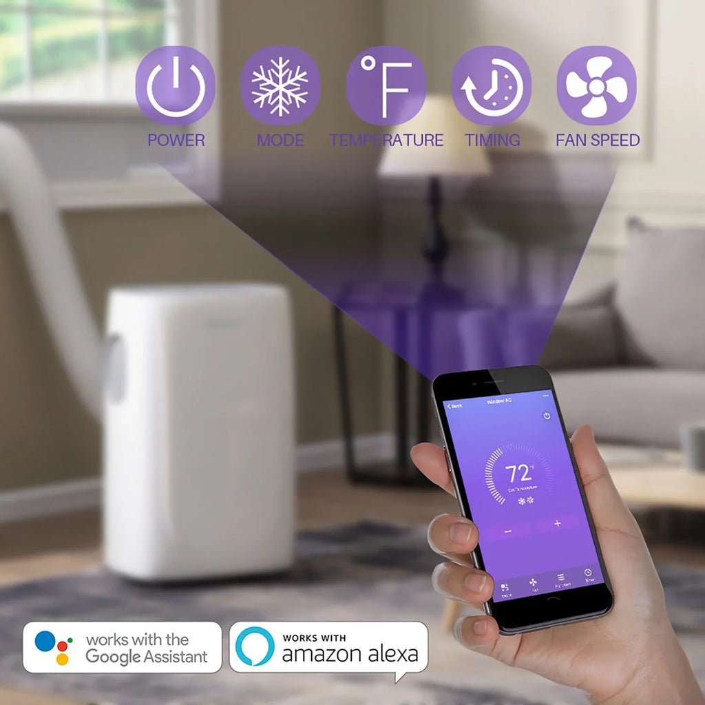 for 300-Sq. Quiet Voice SMART Control Air up Emerson with Portable Remote, Ft. Conditioner and Kool Rooms Wi-Fi, to