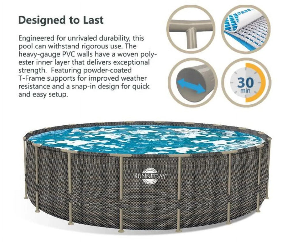 Soft-Sided Round 52 Oasis 24 in. ft. Sunneday Rattan x Pool