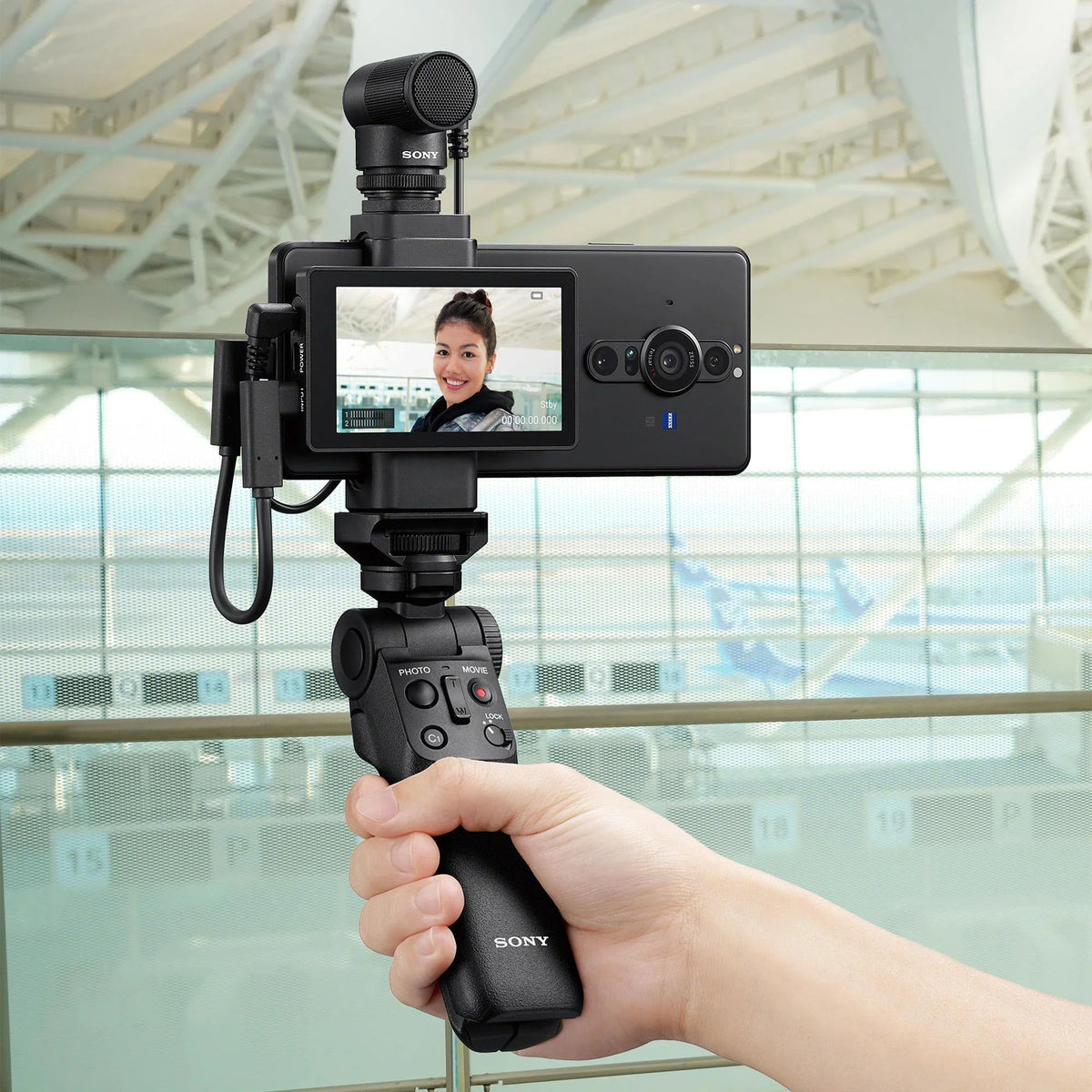 Alpha ZV-E1 Kit and Grip, 50mm Camera Mic (Black) with Mirrorless Lens,