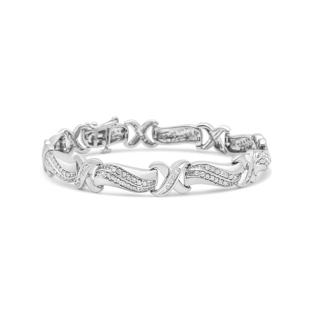 Diamond - Wave .925 I3 Clasp Round 1 Tennis and of Womens Box (I-J 3/4 Color, Brilliance 7" Link Haus Sterling Clarity) Cttw X Bracelet Silver cut