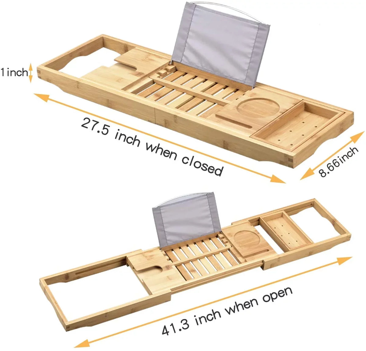 Luxury Tray Wine Tray Bath Tablet Tray，Bamboo be & Caddy Caddy Book Bathtub Placed Ho - Smartphone Expandable，Can and Bathtub Wood