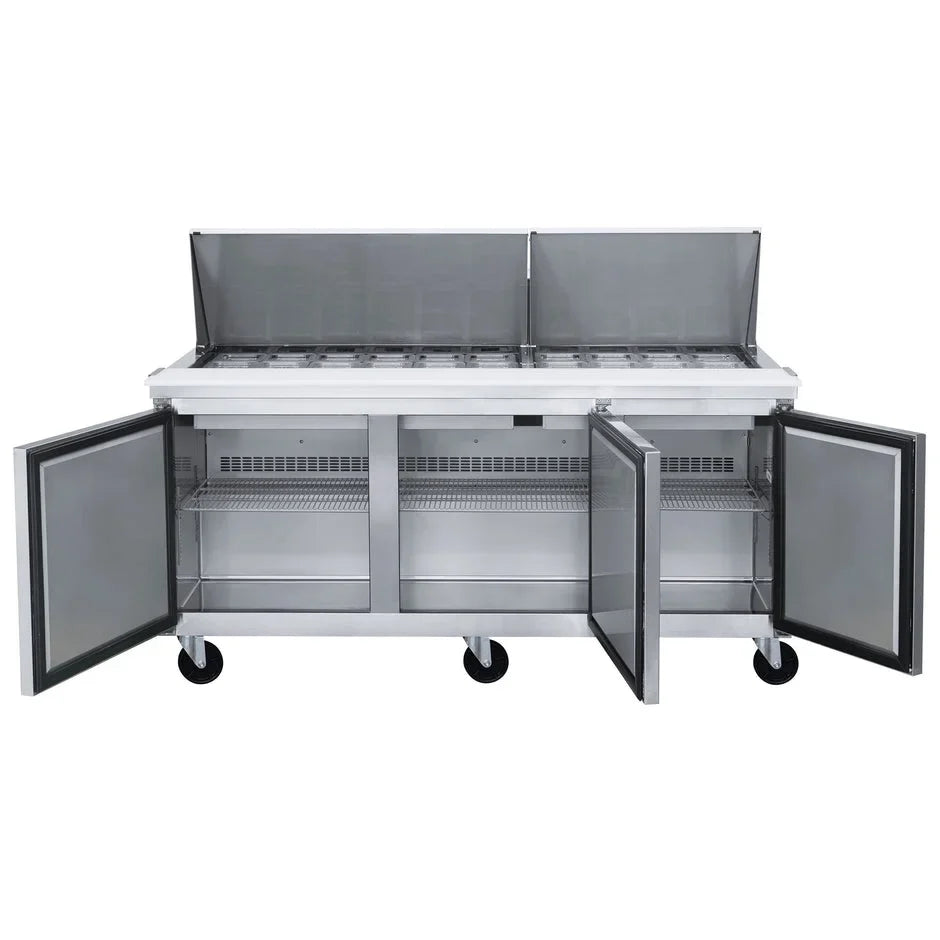 Sandwich Prep cu. in. Three Top 72 Commercial Table Refrigerator Door/Mega ft. 17.58