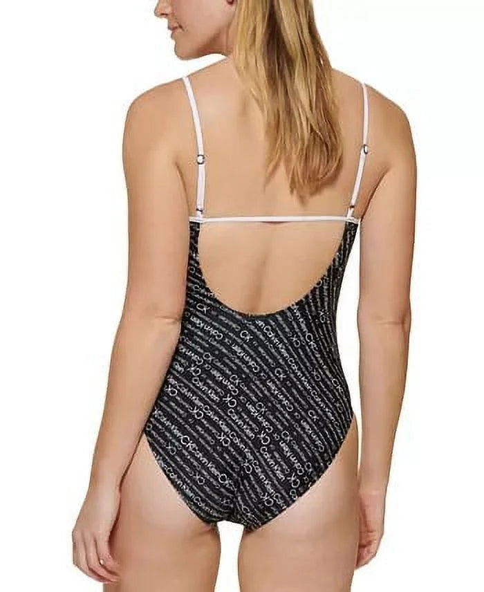 X-Large BLACK One-Piece MULTI Swimsuit, Calvin Lingerie Klein US Logo