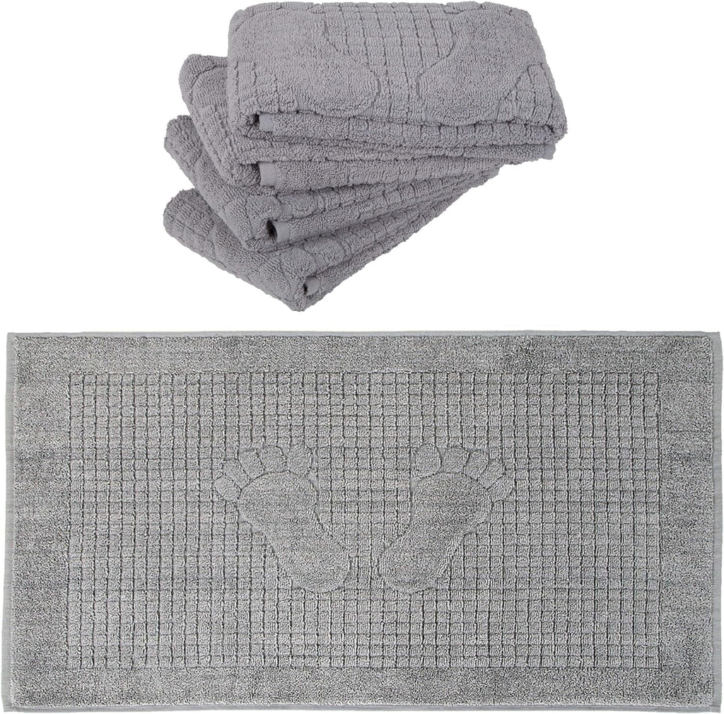 For Pack Grey X Bath Mat Towel Inches 4-100% Cotton Cotton 4 Bath Bathroom Of 34 Turkish Towel - Absorbent Mat Feet Set Set Washable 18 Reversible Floor