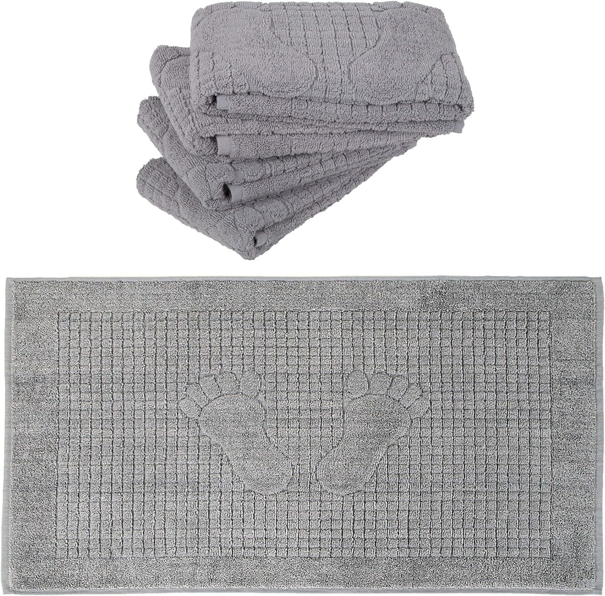 For Pack Grey X Bath Mat Towel Inches 4-100% Cotton Cotton 4 Bath Bathroom Of 34 Turkish Towel - Absorbent Mat Feet Set Set Washable 18 Reversible Floor