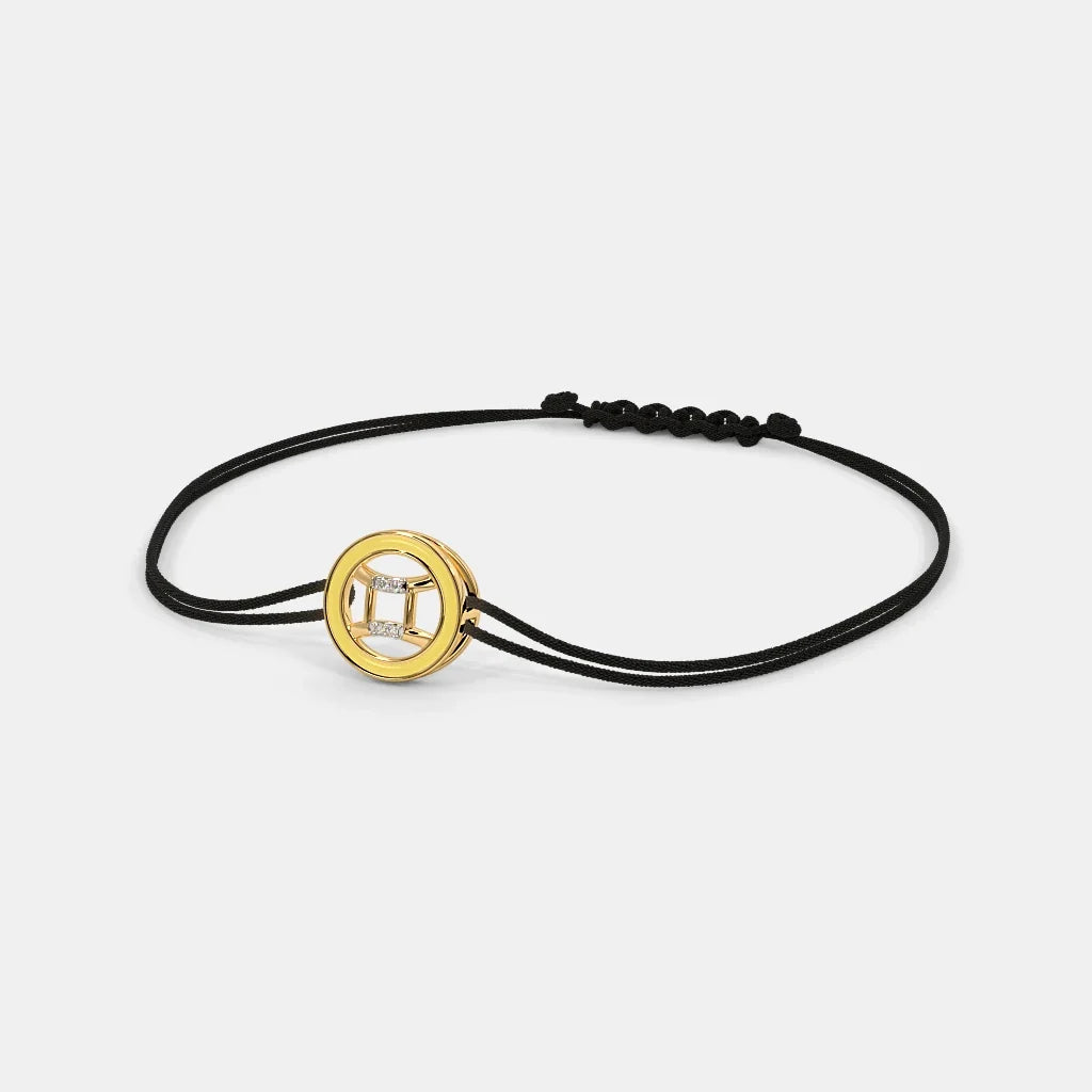 Cord Elegance INDIA Adjustable Gemini Gold Yellow 18Kt Bracelet in SILBERO Enid The -